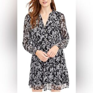 Loft Vine Drop Waist Split Neckline Button Lined Shirtdress small